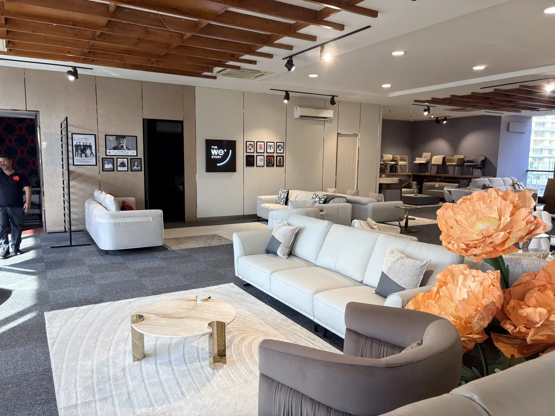 SOISU showroom — designer consultation lounge with mood boards
