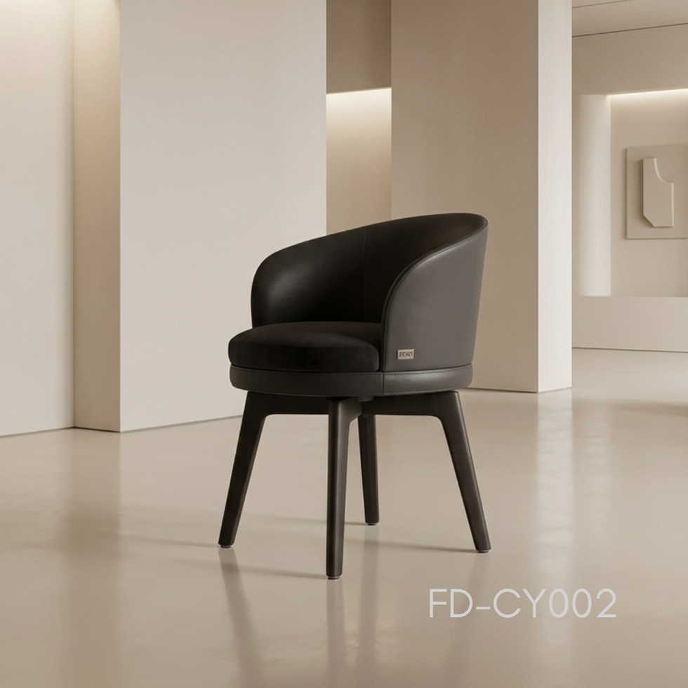 Barrel Back Dining Chair — Italian barrel-back, lumbar-supportive.