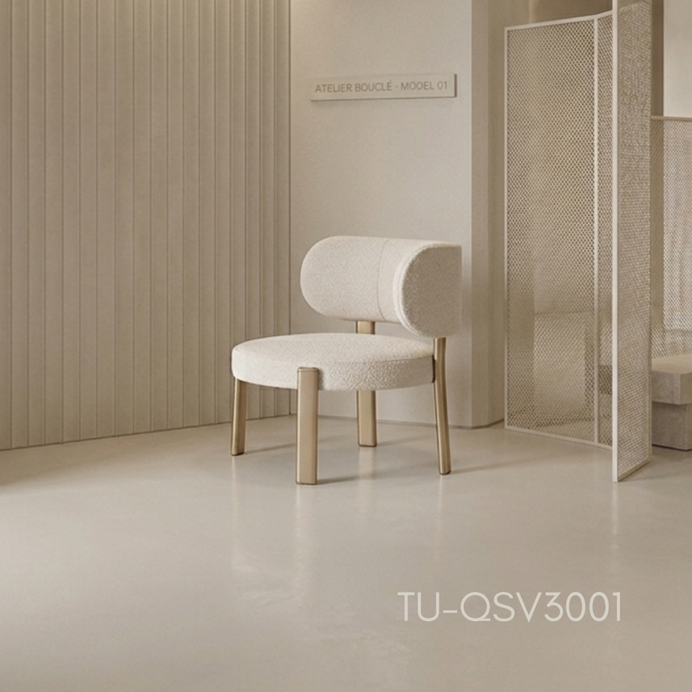 Bouclé Accent Chair — Bouclé texture, Italian form.
