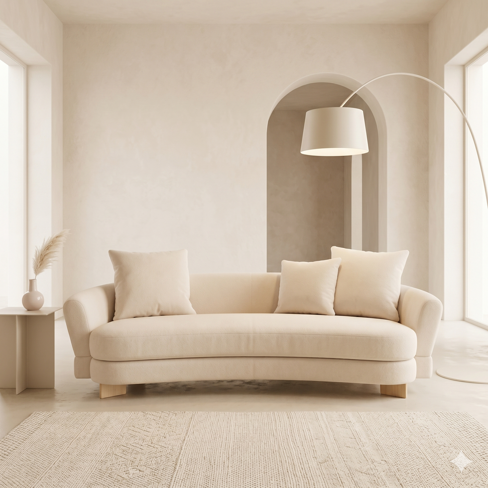 Curved Cream — Curved crescent silhouette in cream ivory leather.